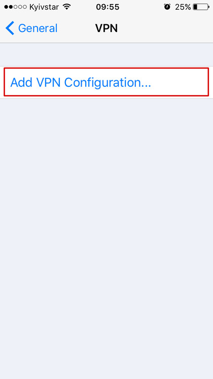 Step 3: Press Add VPN Configuration