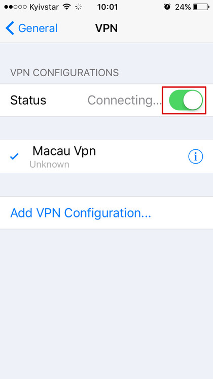 Step 5: Turn-on VPN